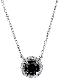 1.00 Carat of Black and White Diamonds Halo Pendant, Silver.....................NOW