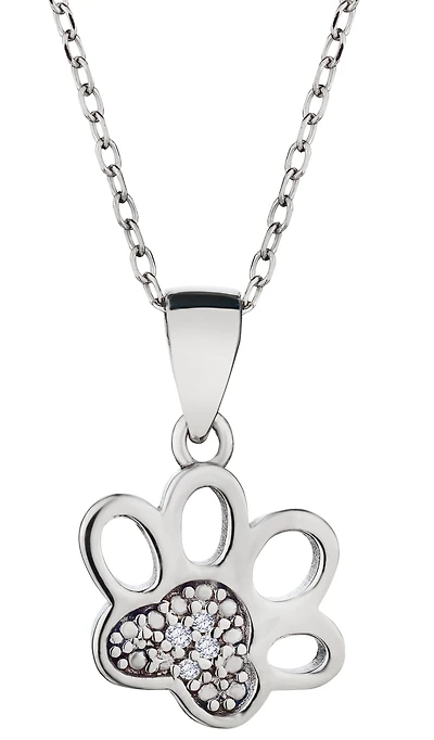 .02 Carat Diamond "Paw" Pendant, Sterling Silver.....................NOW