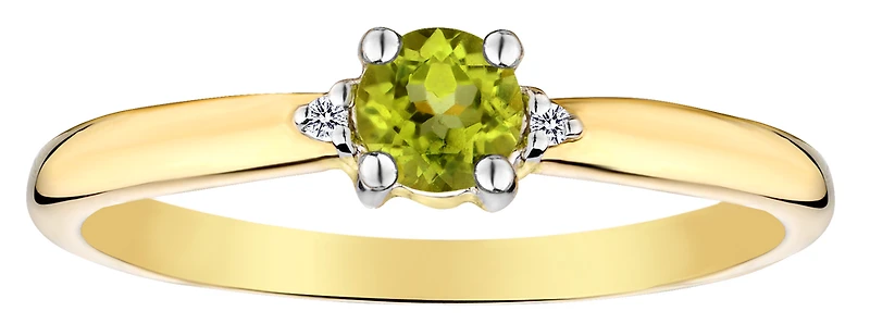 .28 Carat of Genuine Peridot & .0008 Carat of Diamonds Ring, 10kt Yellow Gold.....................NOW
