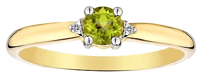 .28 Carat of Genuine Peridot & .0008 Carat of Diamonds Ring, 10kt Yellow Gold.....................NOW