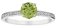 Genuine Peridot & .03 Carat of Diamonds Ring, 10kt White Gold.....................NOW