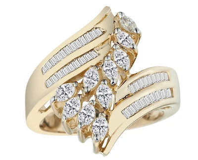 1.00 Carat of Diamonds "Waterfall" Ring, 14kt Yellow Gold.....................NOW