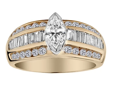 1.50 Carat of Diamonds Ring, 14kt Yellow Gold.....................NOW