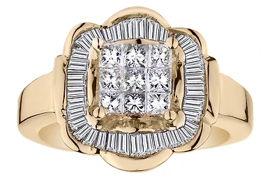1.00 Carat of Diamonds "Rose" Ring, 14kt Yellow Gold.....................NOW