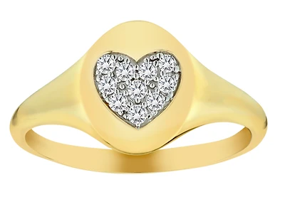.13 Carat of Diamond "Heart" Signet Ring, 10kt Yellow Gold.....................NOW