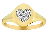 .13 Carat of Diamond "Heart" Signet Ring, 10kt Yellow Gold.....................NOW