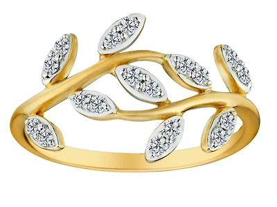 .25 Carat of Diamonds "Leaves" Ring, 10kt Yellow Gold.....................NOW
