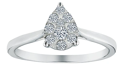 .25 Carat of Diamonds Pear Shaped Cluster Rings, 10kt White Gold.....................NOW