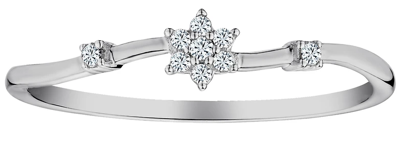 .05 Carat of Diamonds "Flower" Ring, 10kt White Gold.....................NOW