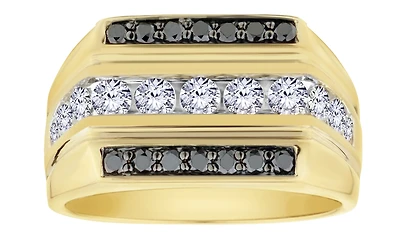 1.25 Carats of Black and White Diamonds Gentleman's Ring, 10kt Yellow Gold.....................NOW