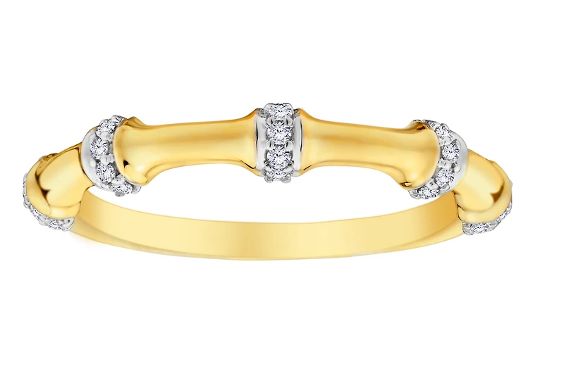 .12 Carat Of Diamonds "Bamboo" Ring, 10kt Yellow Gold.....................NOW