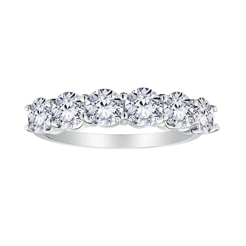 2.00+ Carat Of Lab Grown Diamonds 6 Stone Anniversary Ring, 14kt White Gold.....................NOW
