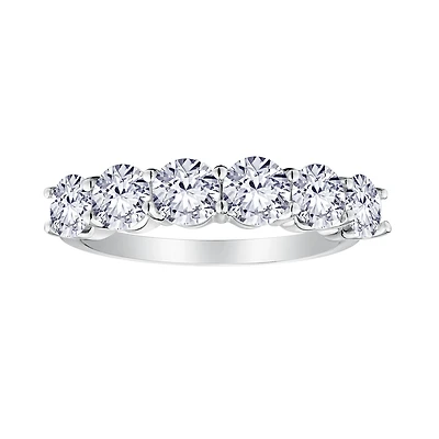 2.00+ Carat Of Lab Grown Diamonds 6 Stone Anniversary Ring, 14kt White Gold.....................NOW