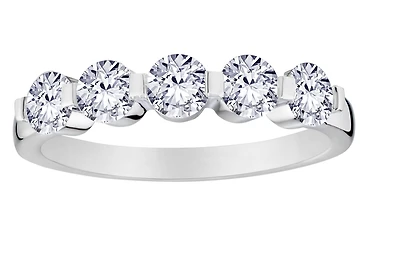 1.00 Carat Of Lab Grown Diamonds 5 Stone Anniversary Band, 14kt White Gold.....................NOW
