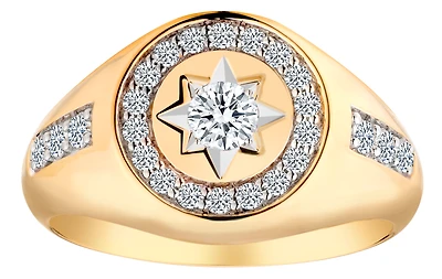 .75 Carat of Lab Grown Diamonds Men's "Star" Ring, 10kt Yellow Gold.....................NOW