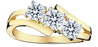 1.00 Carat of Lab Grown Diamonds "Past, Present, Future" Ring, 14kt Yellow Gold.....................NOW