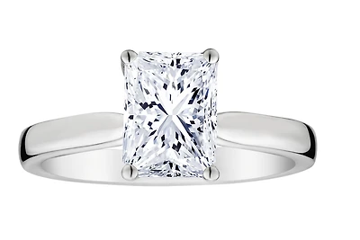 2.00+ Carat Of Lab Grown Diamonds "Radiant" Cut Hidden Halo Ring, 14kt White Gold.....................NOW