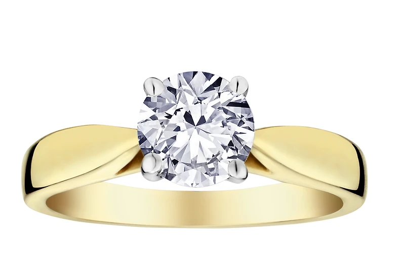 1.00+ Carat Of Lab Grown Diamond "Brilliant" Cut Ring, 14kt Two Tone.....................NOW