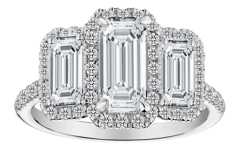 3.00 Carats of Lab Grown Diamonds "Past, Present, Future" Engagement Ring, 14kt White Gold.....................NOW