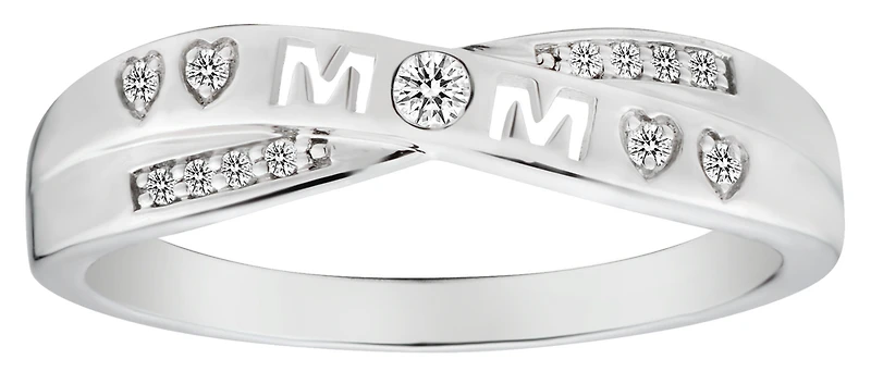 .07 Carat of Lab Grown Diamonds "Mom" Ring, Silver.....................NOW