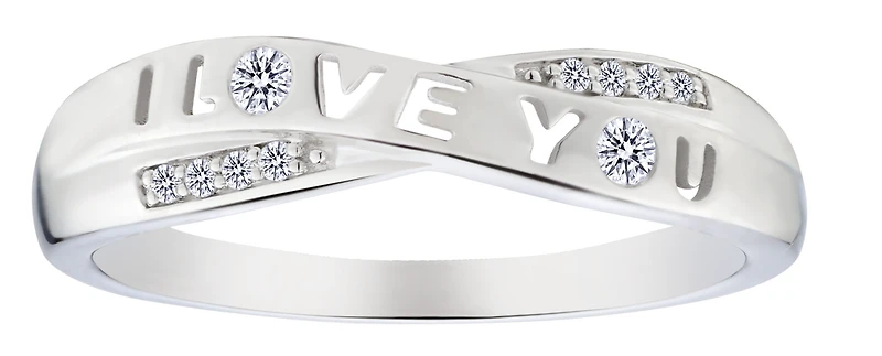 .07 Carat of Lab Grown Diamonds "I Love You" Ring, Silver.....................NOW
