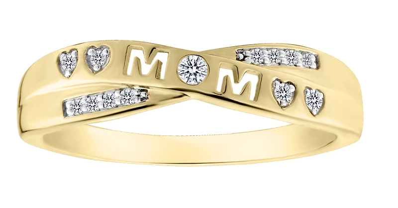 .07 Carat of Lab Grown Diamonds "Mom" Ring, 10kt Yellow Gold.....................NOW