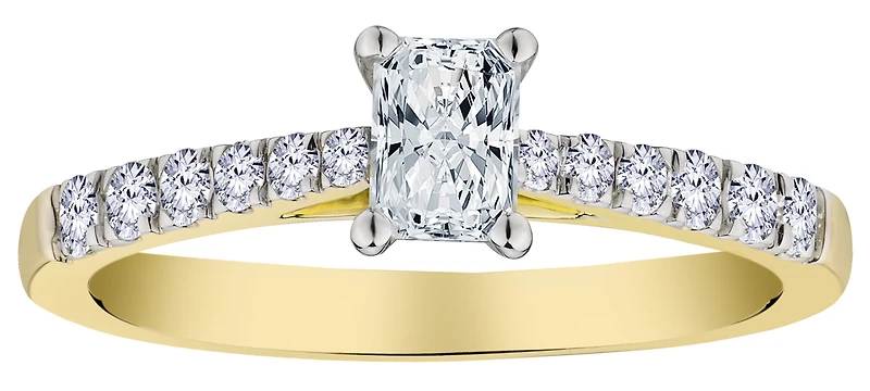 .67 Carat of Lab Grown Diamonds Radiant Engagement Ring, 10kt Yellow Gold