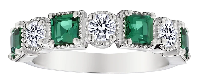 .48 Carat of Lab Grown Diamonds & Emerald Ring, Silver.....................NOW