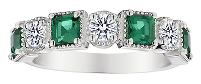 .48 Carat of Lab Grown Diamonds & Emerald Ring, Silver.....................NOW