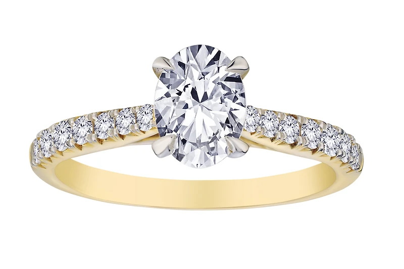 1.55+ Carat Of Lab Grown Diamond "Oval" Cut Ring, 10kt Two Tone.....................NOW