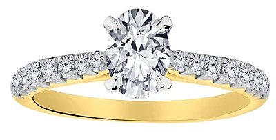 1.29+ Carat Of Lab Grown Diamonds "Oval" Cut Ring, 10kt Two Tone.....................NOW