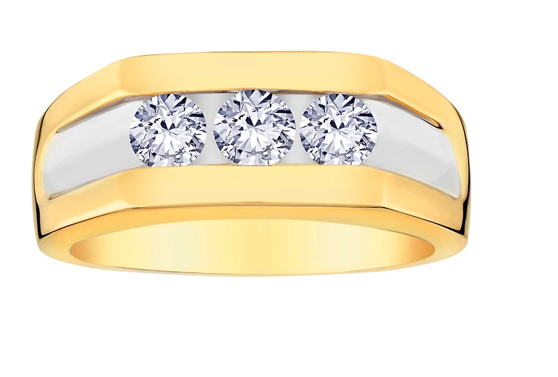 1.00 Carat Of Lab Grown Diamonds "Past, Present, Future" Men's Ring, 10kt Yellow Gold.....................NOW