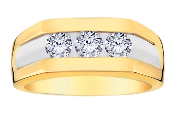 1.00 Carat Of Lab Grown Diamonds "Past, Present, Future" Men's Ring, 10kt Yellow Gold.....................NOW