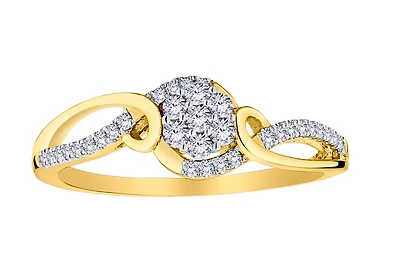 .26 Carat of Lab Grown Diamonds "Flower" Ring, 10kt Yellow Gold.....................NOW