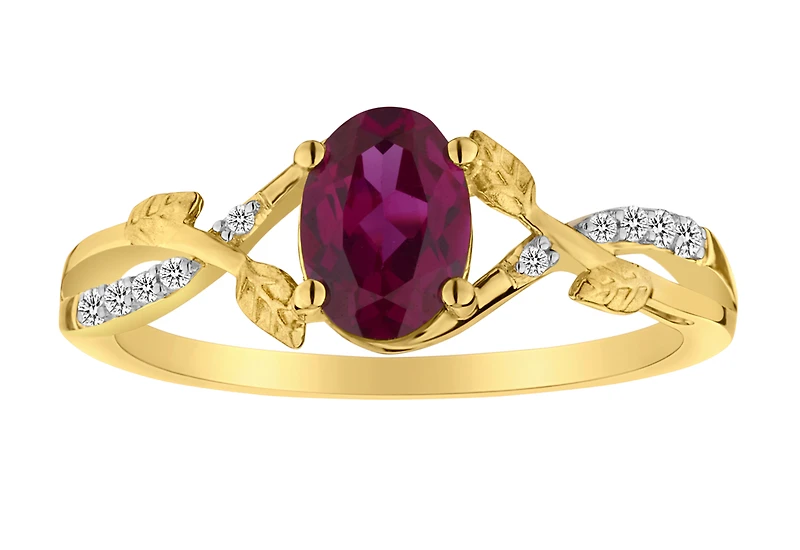 1.00 Carat Of Created Ruby & Diamonds "Tree Of Life" Ring, 10kt Yellow Gold.....................NOW