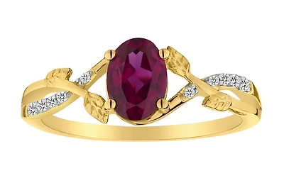 1.00 Carat Of Created Ruby & Diamonds "Tree Of Life" Ring, 10kt Yellow Gold.....................NOW