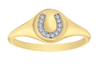 .05 Carat Of Lab Grown Diamonds "Horseshoe" Ring, 10kt Yellow Gold.....................NOW