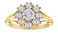 1.00+ Carat of Lab Grown Diamonds "Snowflake" Ring, 10kt Yellow Gold.....................NOW