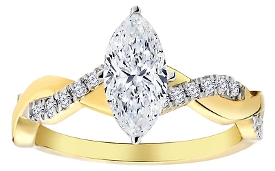 1.20+ Carat of Lab Grown Diamonds "Marquise" Cut Engagement Ring, 10kt Yellow Gold.....................NOW