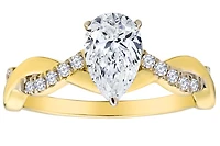 1.20+ Carat of Lab Grown Diamonds "Pear" Cut Engagement Ring, 10kt Yellow Gold.....................NOW