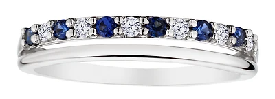 Created Blue Sapphire & .03 Carat of Lab Grown Diamonds Band, 10kt White Gold.....................NOW