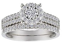 1.00 Carat of Diamonds "Halo" Ring Set, 14kt White Gold.....................NOW
