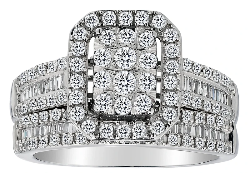 1.00 Carat of Diamonds Halo Ring Set, 10kt White Gold......................................NOW