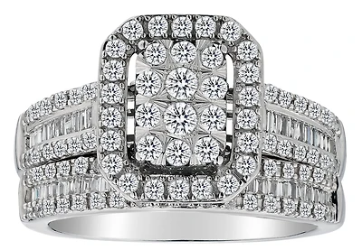 1.00 Carat of Diamonds Halo Ring Set, 10kt White Gold......................................NOW