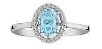 Genuine Aquamarine & Zircon Ring, Silver.....................NOW