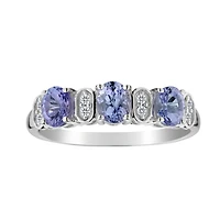 .95 Carat Genuine Tanzanite & White Zircon "Past, Present, Future" Ring, Silver.....................NOW