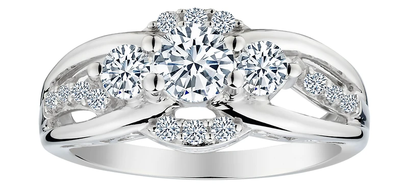 Created White Sapphire "Past, Present, Future" Ring, Silver.....................NOW