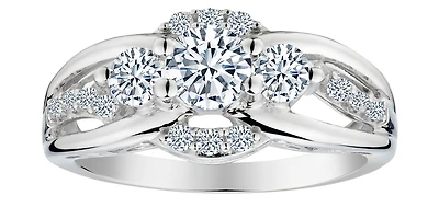 Created White Sapphire "Past, Present, Future" Ring, Silver.....................NOW