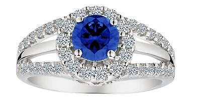 Created Blue & White Sapphire "Regal" Ring, Silver.....................NOW