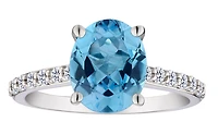 Genuine Blue Topaz & Created White Sapphire Ring, Silver.....................NOW